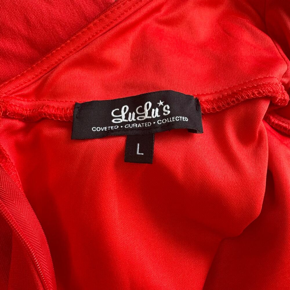 LULUS Stretchy dress fit and flare Delightful Surprise Salmon skater dress LARGE - Picture 9 of 12